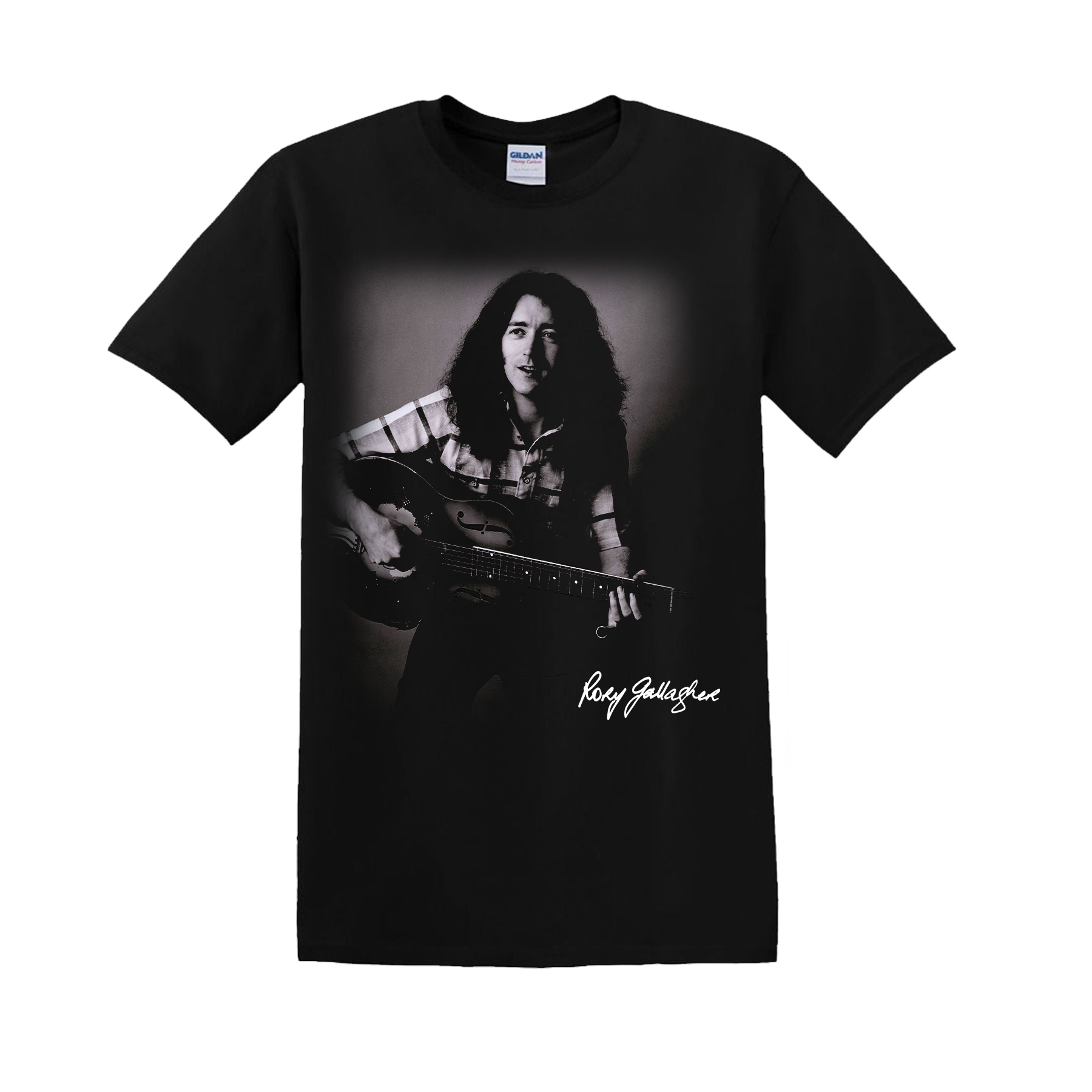 Rory Gallagher - Official Rory Gallagher portrait tee, based on 1977 photo by John Prew.